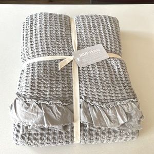 New INUP Home 100% Cotton Queen Coverlet Waffle Weave 92” x 96” Gray